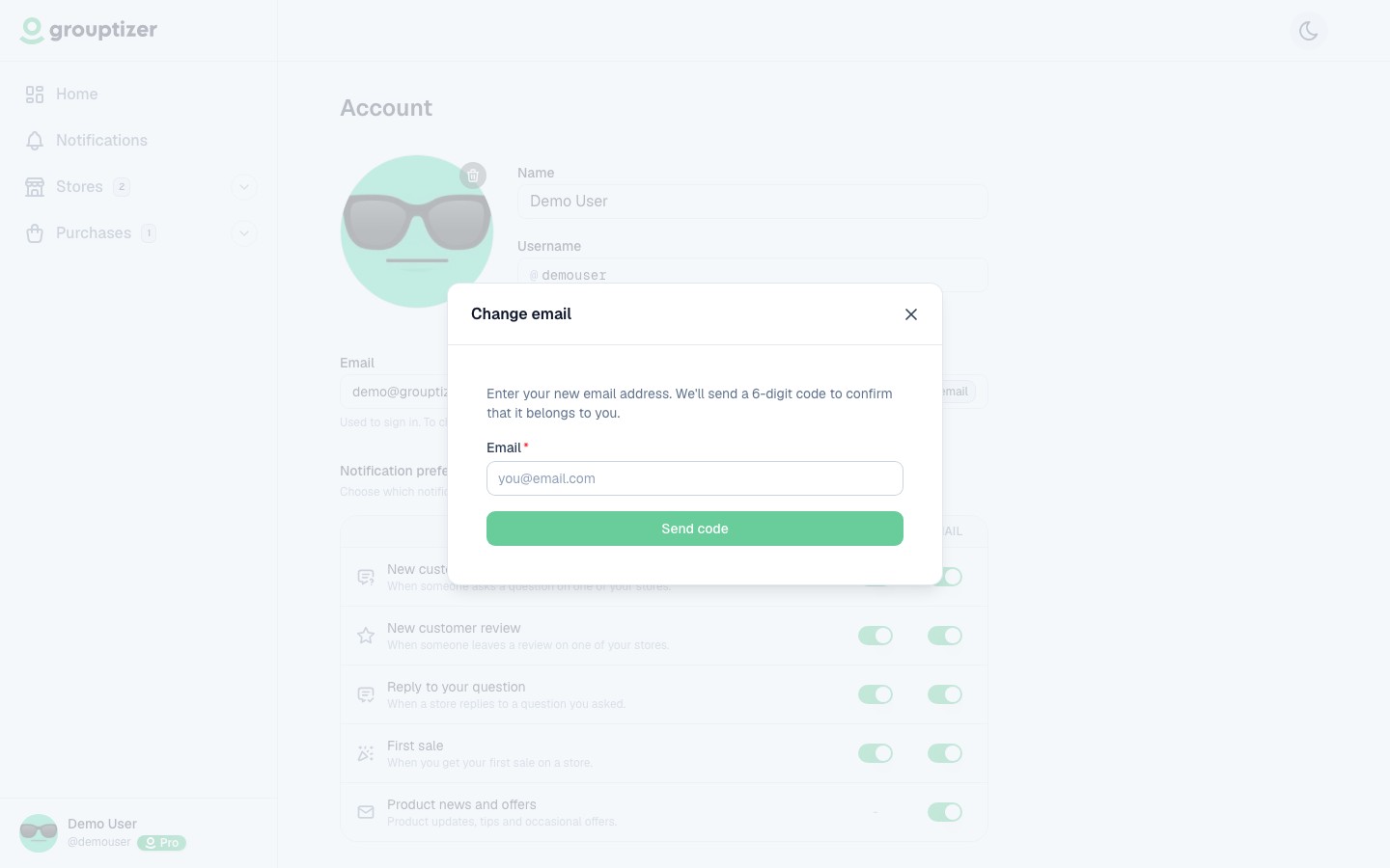 Email change modal